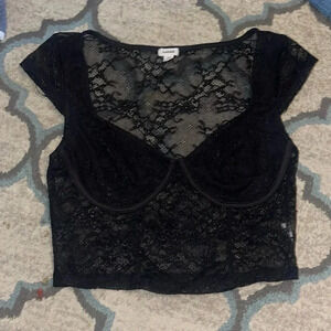 Garage black corset lace bra top size small